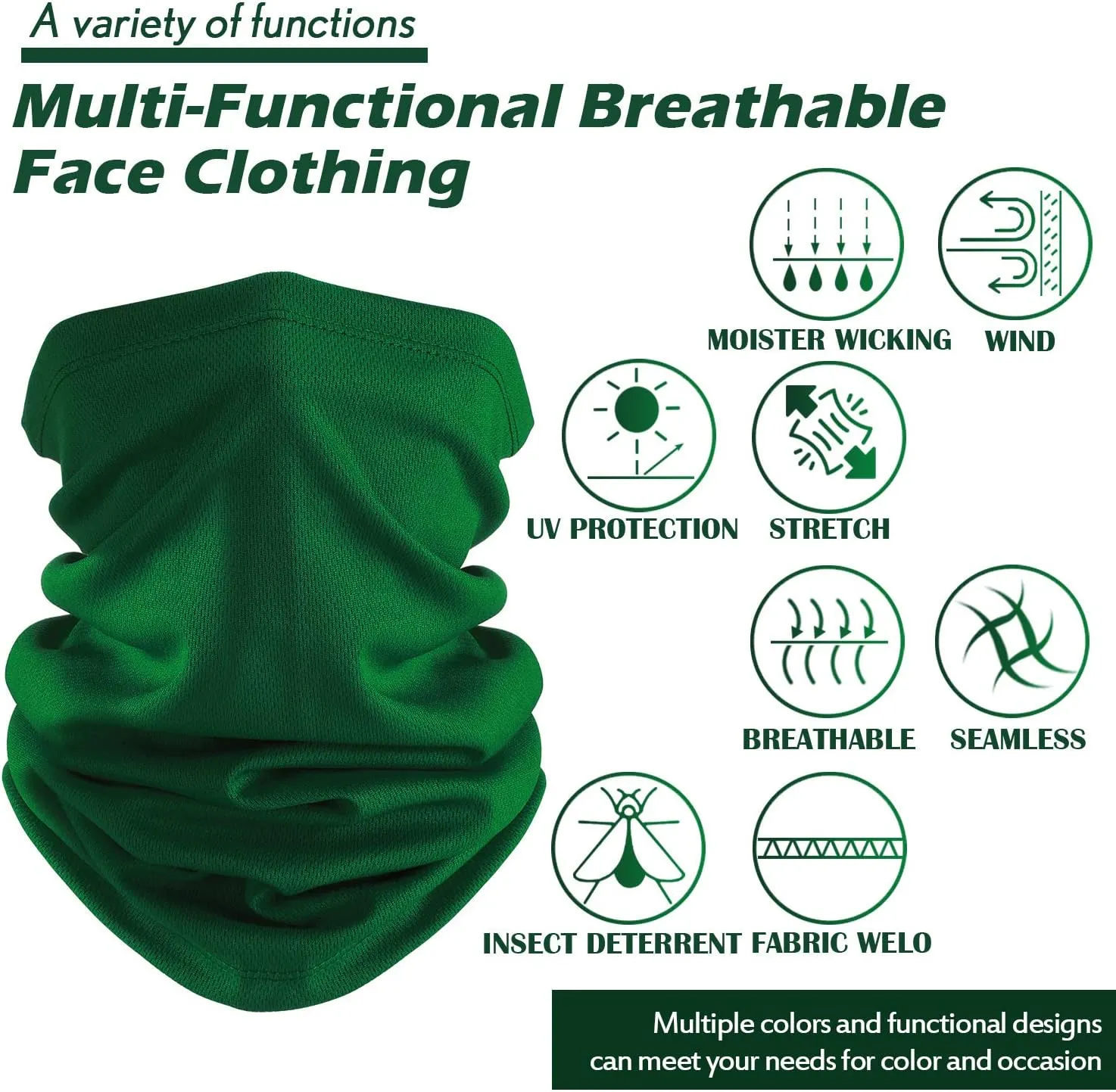 Geyoga 6 Pieces Summer UV Protection Cooling Neck Gaiter Face Clothing Neck Gaiter Mask Scarf Sunscreen Breathable Bandana