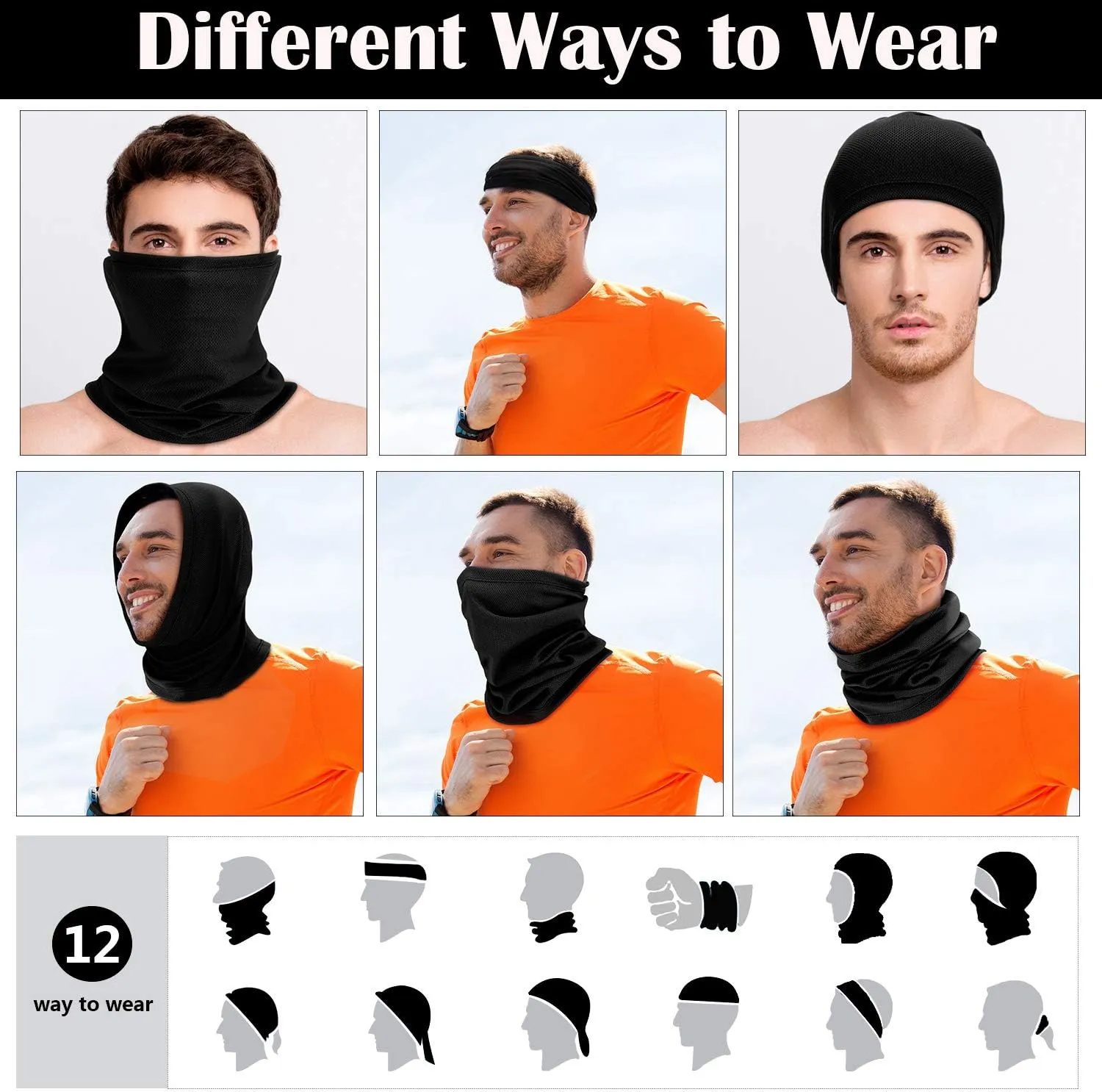 Geyoga 6 Pieces Summer UV Protection Cooling Neck Gaiter Face Clothing Neck Gaiter Mask Scarf Sunscreen Breathable Bandana