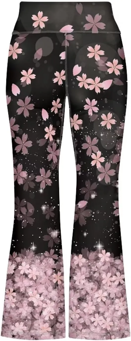 Girl Yoga Flare Wide Leg Tummy Control Stretchy Pants Breathable Kids Athletic Leggings Casual Wear Age 5-14 Years