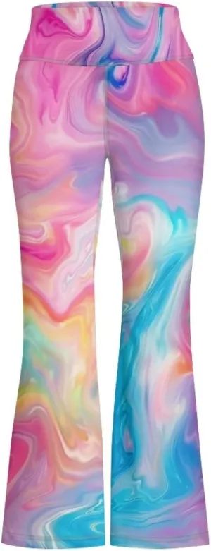 Girl Yoga Flare Wide Leg Tummy Control Stretchy Pants Breathable Kids Athletic Leggings Casual Wear Age 5-14 Years