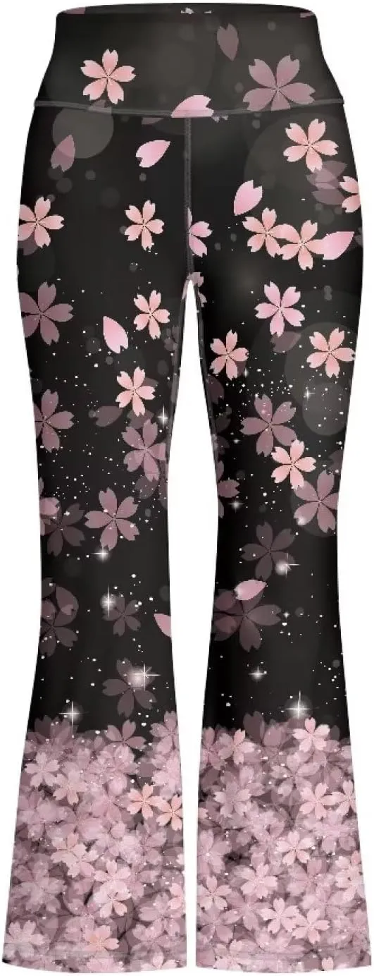 Girl Yoga Flare Wide Leg Tummy Control Stretchy Pants Breathable Kids Athletic Leggings Casual Wear Age 5-14 Years