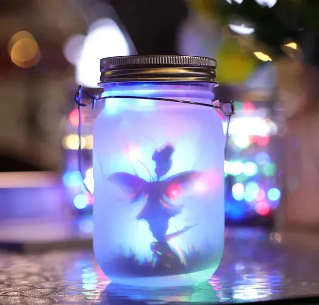 Glass Fairy Lamp – Solar-Powered Mason Jar Lantern for Magical Outdoor & Garden Decor