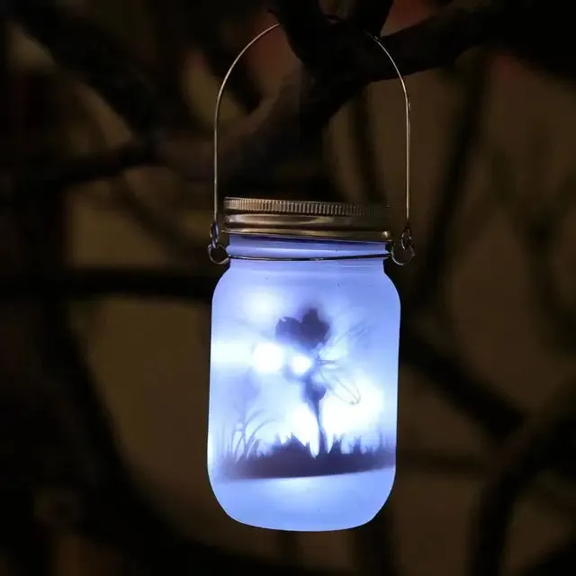 Glass Fairy Lamp – Solar-Powered Mason Jar Lantern for Magical Outdoor & Garden Decor