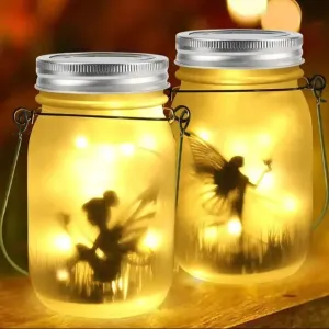 Glass Fairy Lamp – Solar-Powered Mason Jar Lantern for Magical Outdoor & Garden Decor