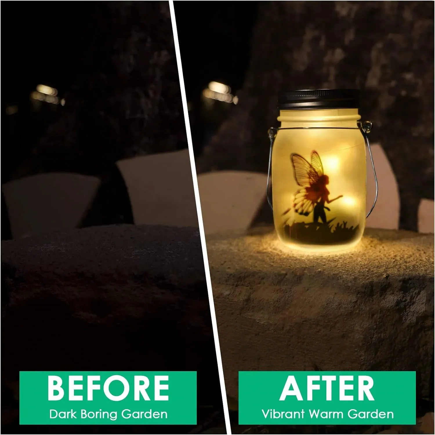 Glass Fairy Lamp – Solar-Powered Mason Jar Lantern for Magical Outdoor & Garden Decor