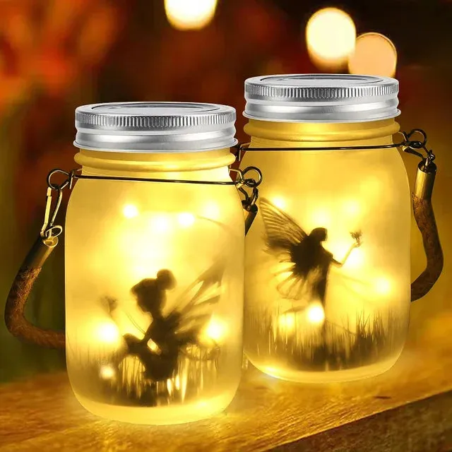 Glass Fairy Lamp – Solar-Powered Mason Jar Lantern for Magical Outdoor & Garden Decor