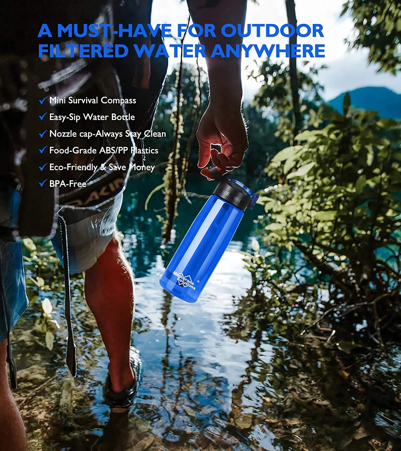 Go Water Filter Bottle  650ml (Blue)