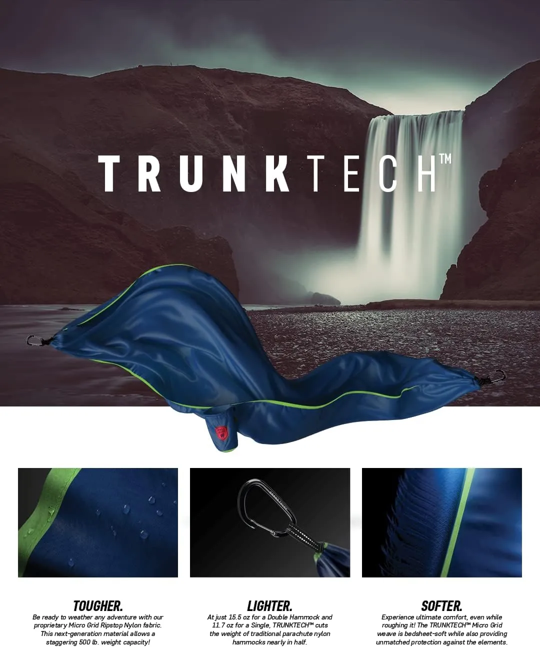 Grand Trunk TrunkTech Double Hammock | Portable Camping Hammock | Accessories for Outdoor, Indoor, Hiking Camping, Backpacking, Travel, Backyard, Beach (Cacti)