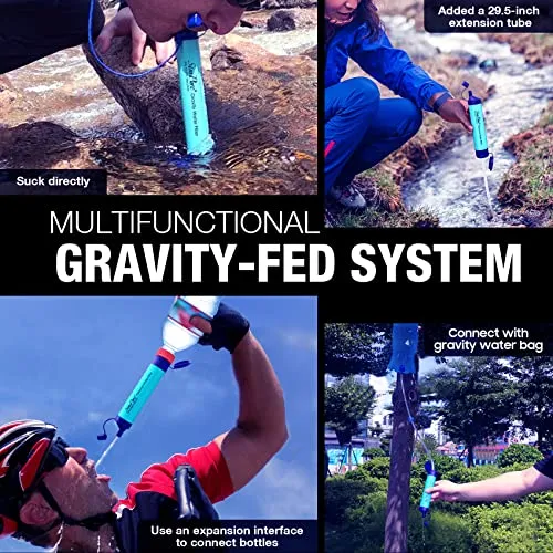 Gravity Water Filter, Portable Gravity-Fed Water Purifier with 3L Gravity Bag, Tree Strap, BPA Free Survival Gear and Equipment for Camping Hiking Emergency Preparedness
