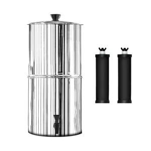 Gravity Water Filter System 2.9 Gallon Stainless Steel Bucket for Outdoor Camping Emergency - Travel Drinking Water Purification System with 2 Filter Elements