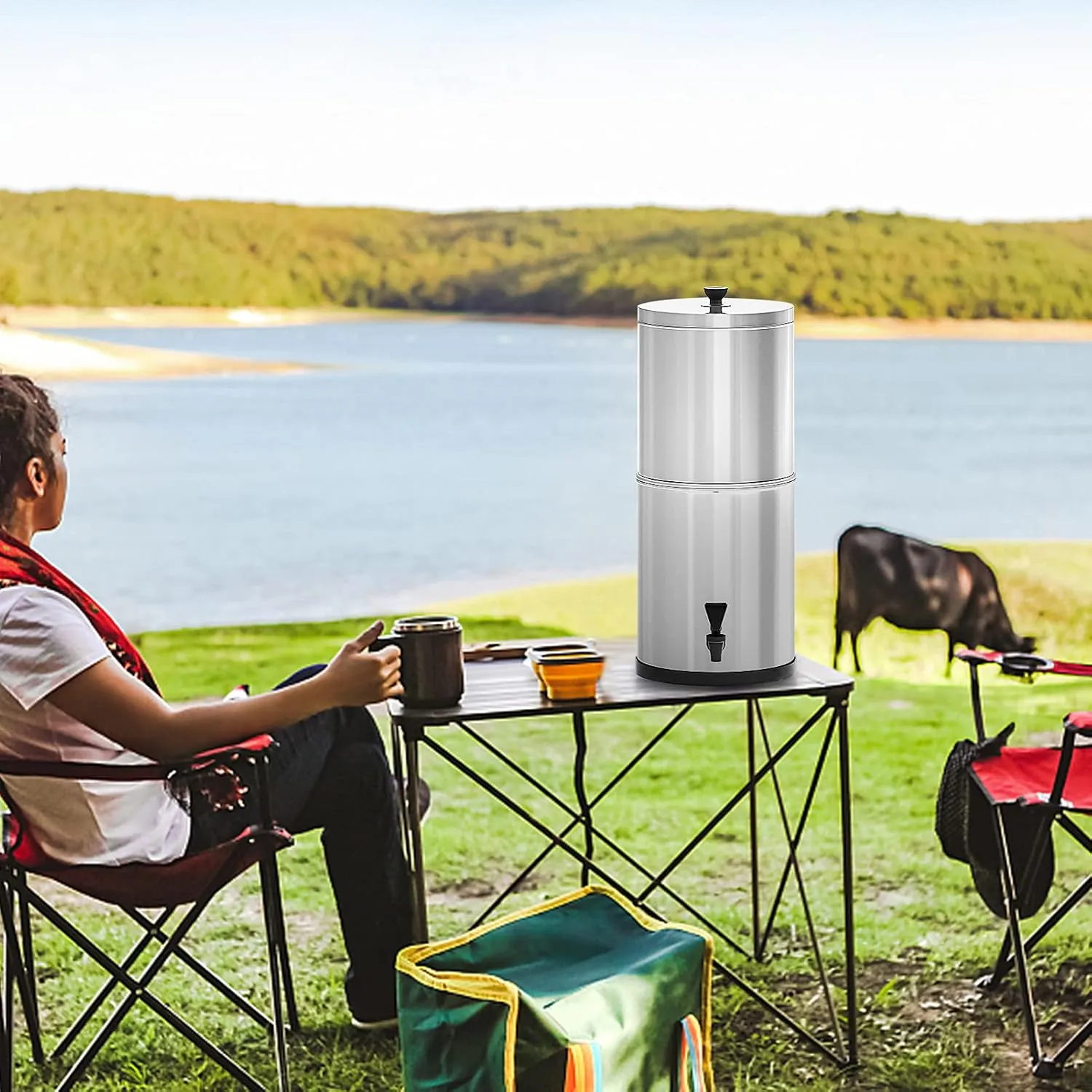 Gravity Water Filter System Water Filtration Bucket for Home Camping Hiking Emergency Preparedness