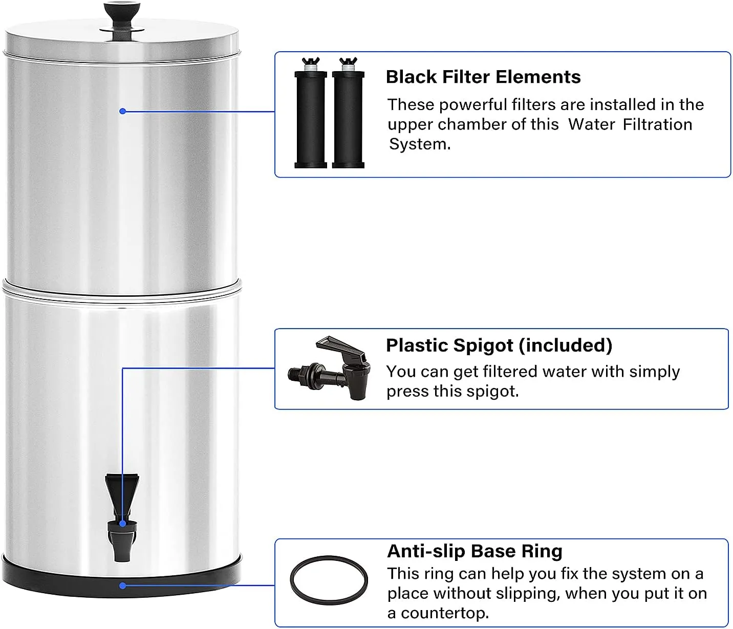 Gravity Water Filter System Water Filtration Bucket for Home Camping Hiking Emergency Preparedness