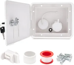 Gravity/City Water Inlet Hatch, White Gravity City Water Hatch Fill Dish Lock Keys RV Trailer