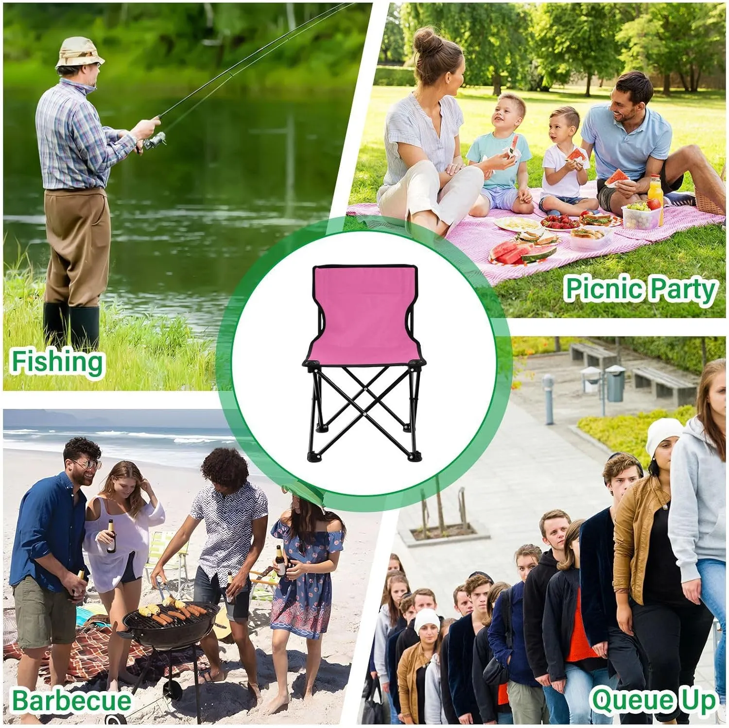 Gredecor Camping Chairs,Hot Pink Lightweight and Supportive Chairs and Lightweight Individuals - Compact, Durable, and Portable - Ideal for Camping, Hiking, Beach, and Picnics - Carry Bag