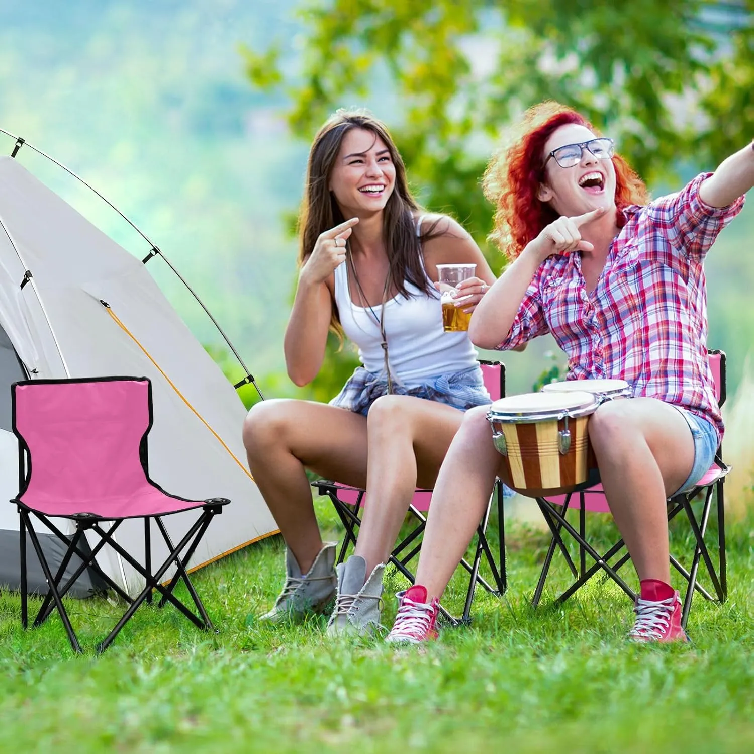 Gredecor Camping Chairs,Hot Pink Lightweight and Supportive Chairs and Lightweight Individuals - Compact, Durable, and Portable - Ideal for Camping, Hiking, Beach, and Picnics - Carry Bag