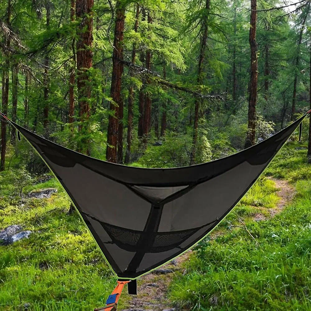 Green Aerial Camping Hammock 3 Point Design Multi Person Portable Hammock LC1057