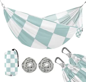 Green and White American Plaid 330lb Capacity Outdoor Hammock with Hanging Rope Backyard Hammock for Outside Camping Essentials soporte para hamacas para adultos