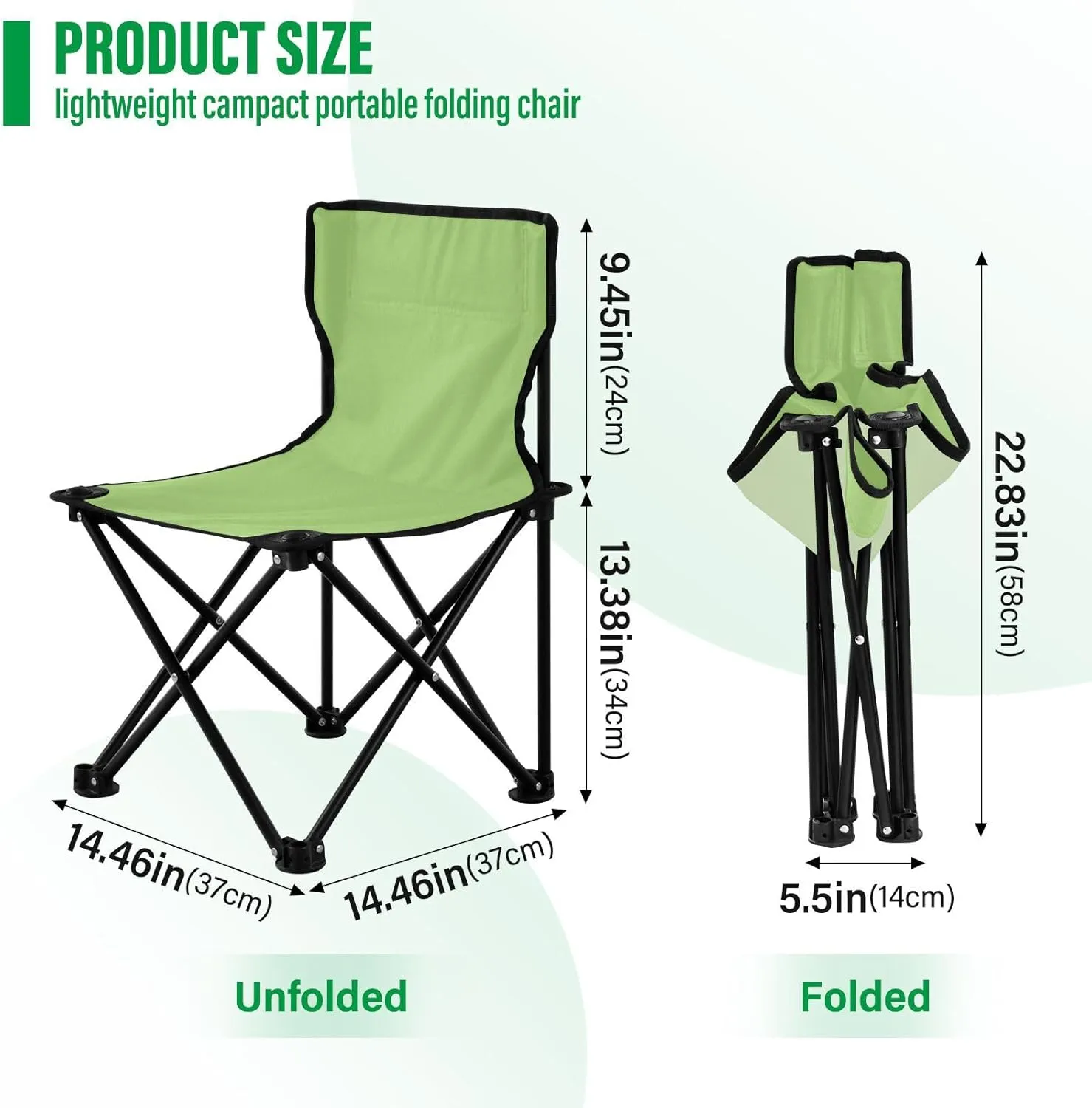 Green Camping Chair for Adults Folding Chair Portable Chair Camp Chair for Barbeques Sporting Event