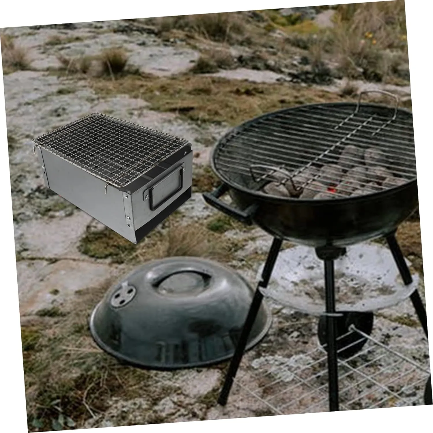 Grill Electric for Camping Outdoor Barbecue Charcoal Tool Stove Kitchen Gadget Supply Silver