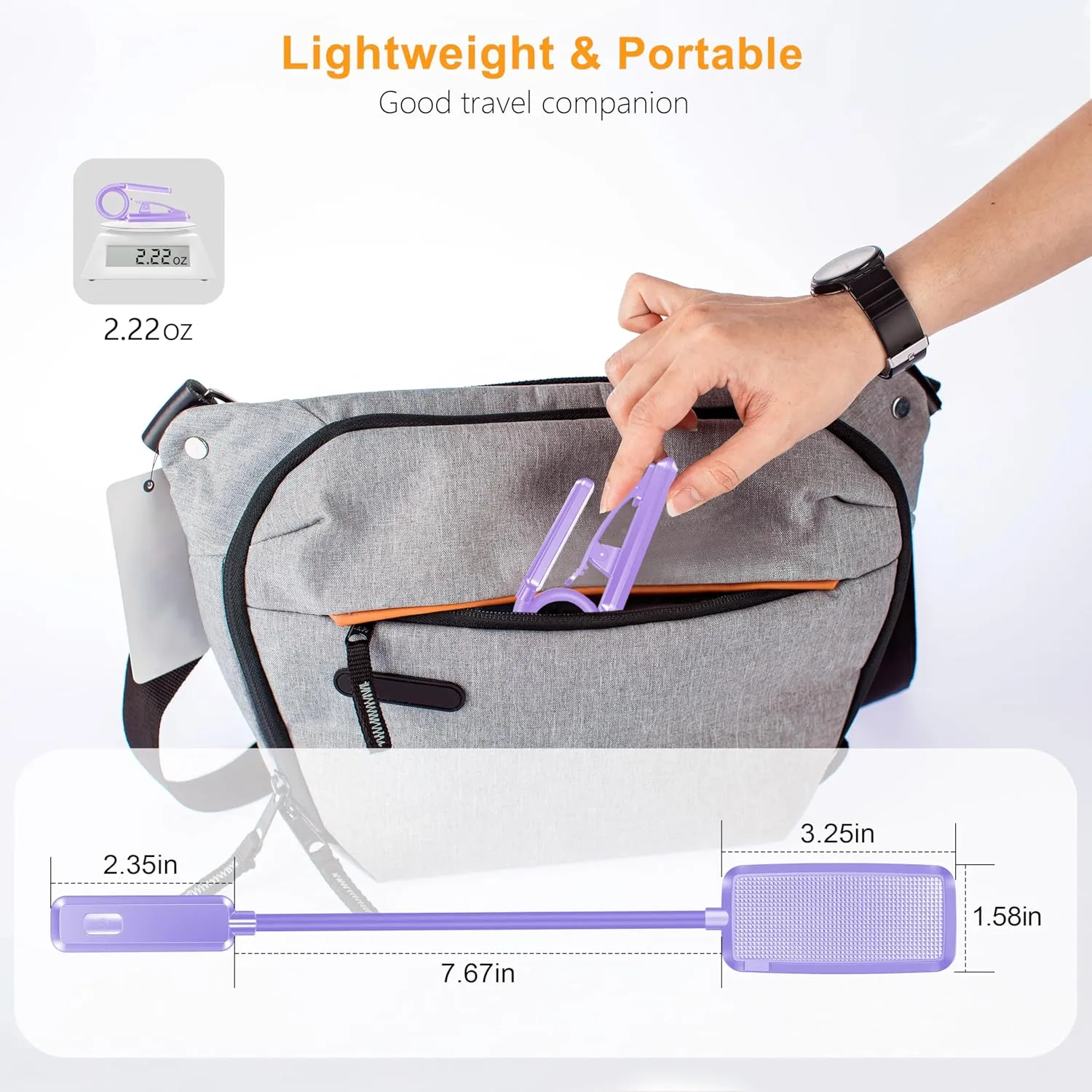 Gritin 9 LED Rechargeable Book Light for Reading in Bed - Eye Caring 3 Color Temperatures,Stepless Dimming Brightness,80 Hrs Runtime Small Lightweight Clip On Book Reading Light for Studying-Purple