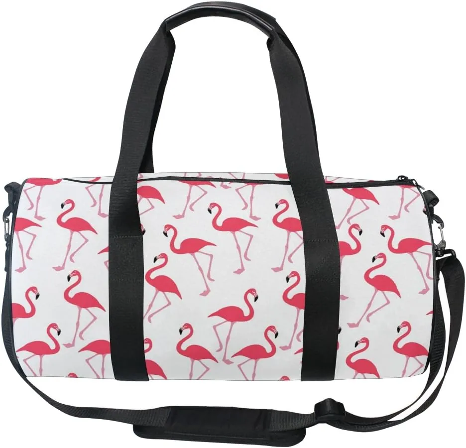 Gym Bag Pink Flamingo Duffle Bag Sports Travel Luggage Bag with Shoulder Strap Tote Portable