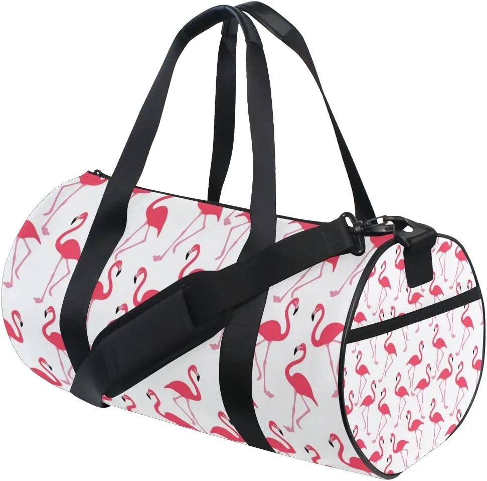 Gym Bag Pink Flamingo Duffle Bag Sports Travel Luggage Bag with Shoulder Strap Tote Portable