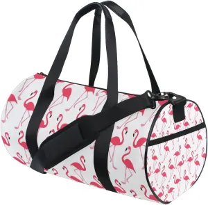 Gym Bag Pink Flamingo Duffle Bag Sports Travel Luggage Bag with Shoulder Strap Tote Portable