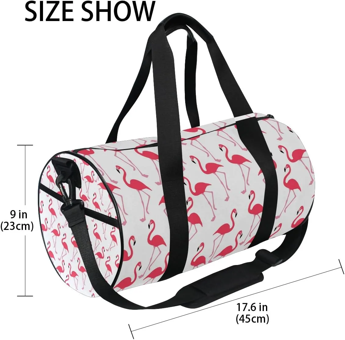 Gym Bag Pink Flamingo Duffle Bag Sports Travel Luggage Bag with Shoulder Strap Tote Portable