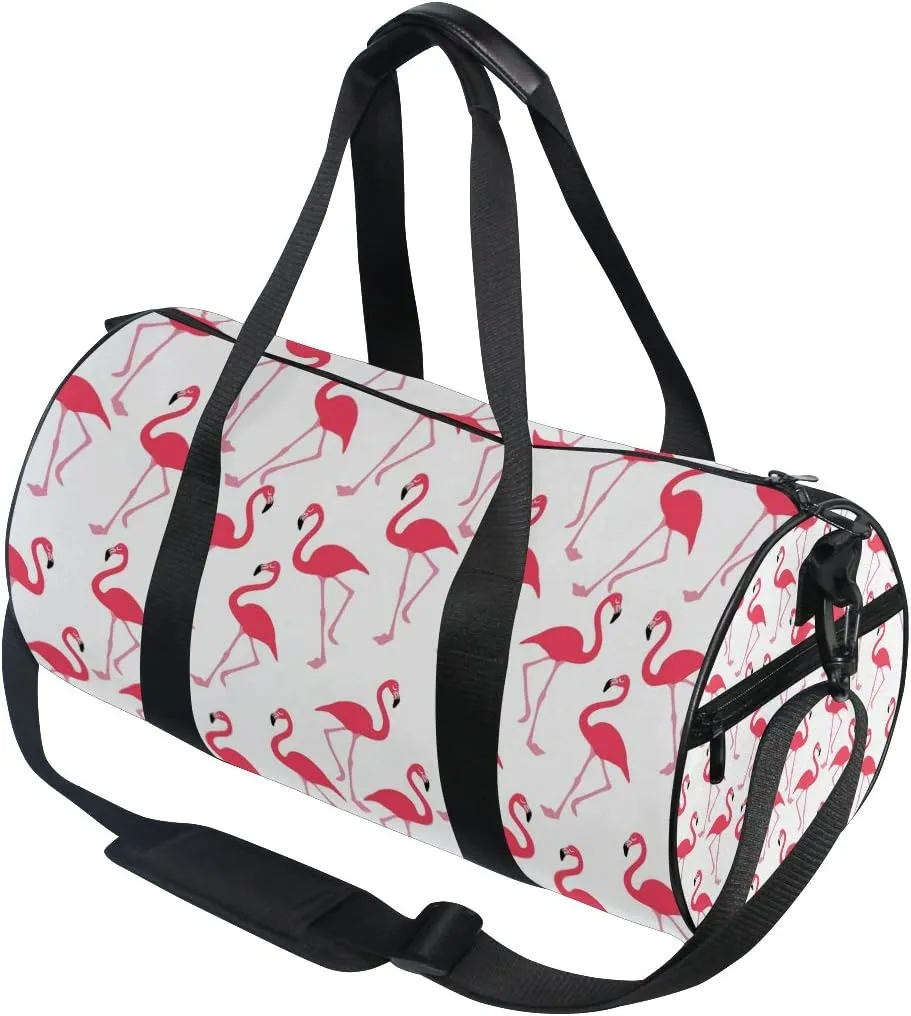 Gym Bag Pink Flamingo Duffle Bag Sports Travel Luggage Bag with Shoulder Strap Tote Portable