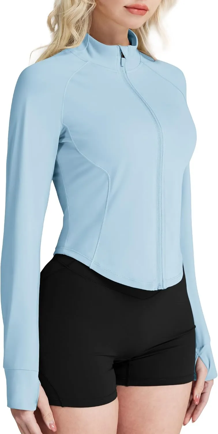 GYM RAINBOW Women's UPF 50  Sun Protection Jacket Cooling Cropped Lightweight Sun Shirt Running Jacket Outdoor Hiking