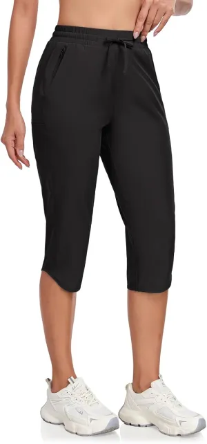 GymBrave Women's Capri Pants with 6 Pockets Quick Dry Lightweight Cargo Hiking Capris Outdoor Casual Travel