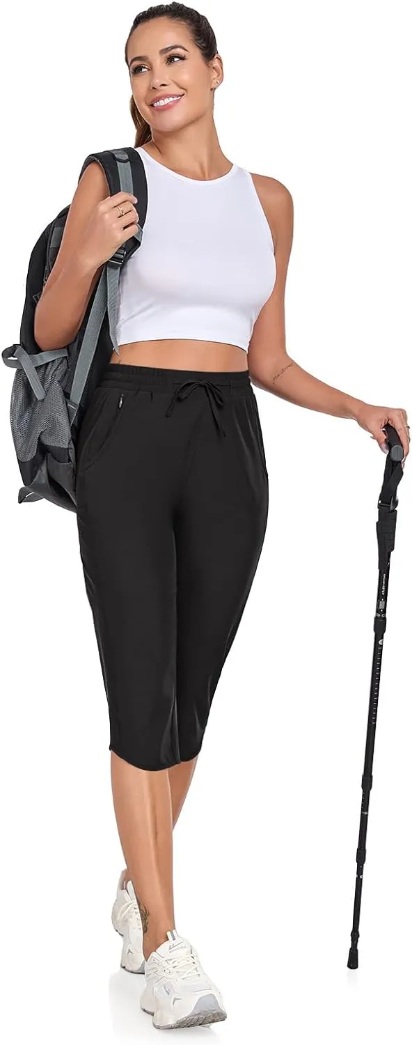 GymBrave Women's Capri Pants with 6 Pockets Quick Dry Lightweight Cargo Hiking Capris Outdoor Casual Travel