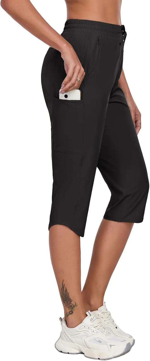 GymBrave Women's Capri Pants with 6 Pockets Quick Dry Lightweight Cargo Hiking Capris Outdoor Casual Travel