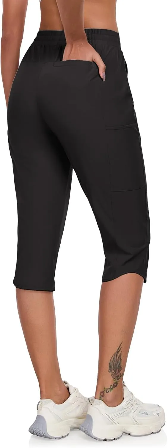 GymBrave Women's Capri Pants with 6 Pockets Quick Dry Lightweight Cargo Hiking Capris Outdoor Casual Travel