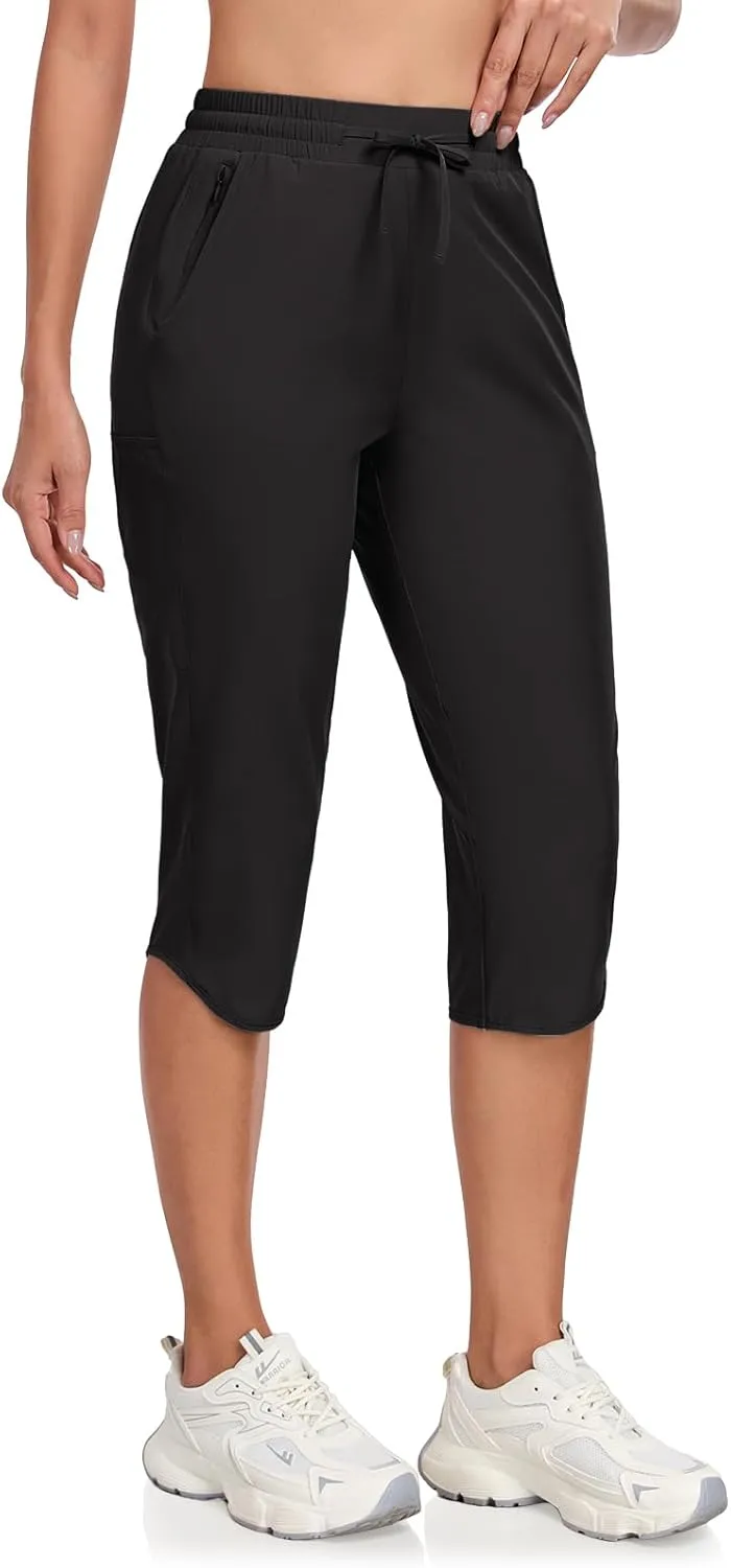GymBrave Women's Capri Pants with 6 Pockets Quick Dry Lightweight Cargo Hiking Capris Outdoor Casual Travel