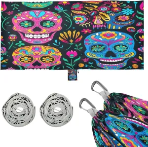 Halloween Skulls Camping Hammock, 330 lbs with 2 Tree Straps, Carry Bag, Single Portable Hammock for Outdoor/Indoor, Hiking, Beach, Backpacking, Travel