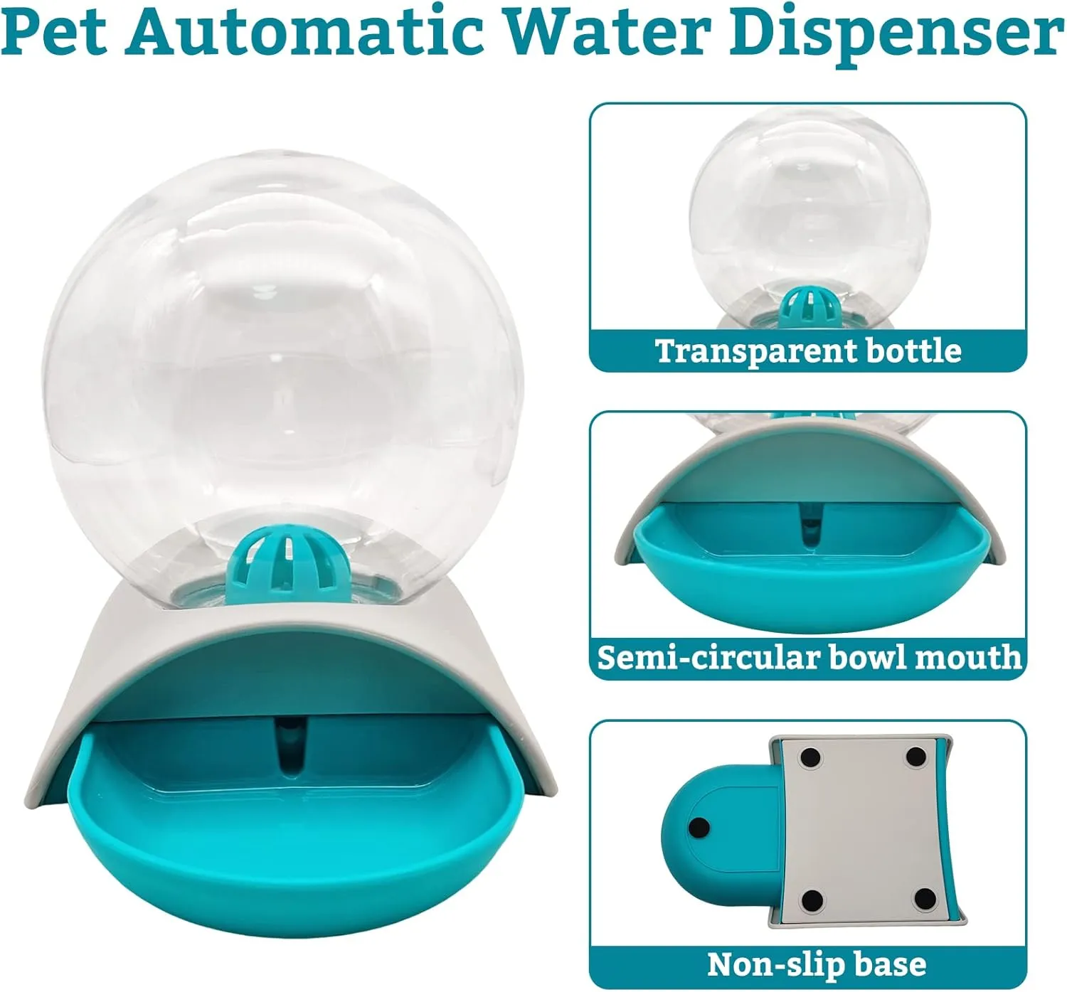Hamiledyi Automatic Water Dispenser for Cats and Dogs Pet Water Dispenser 2.8 Liter Pet Gravity Water Station Spill-Proof Spherical Waterer Pets Water Bottle for Puppies Kittens Rabbits