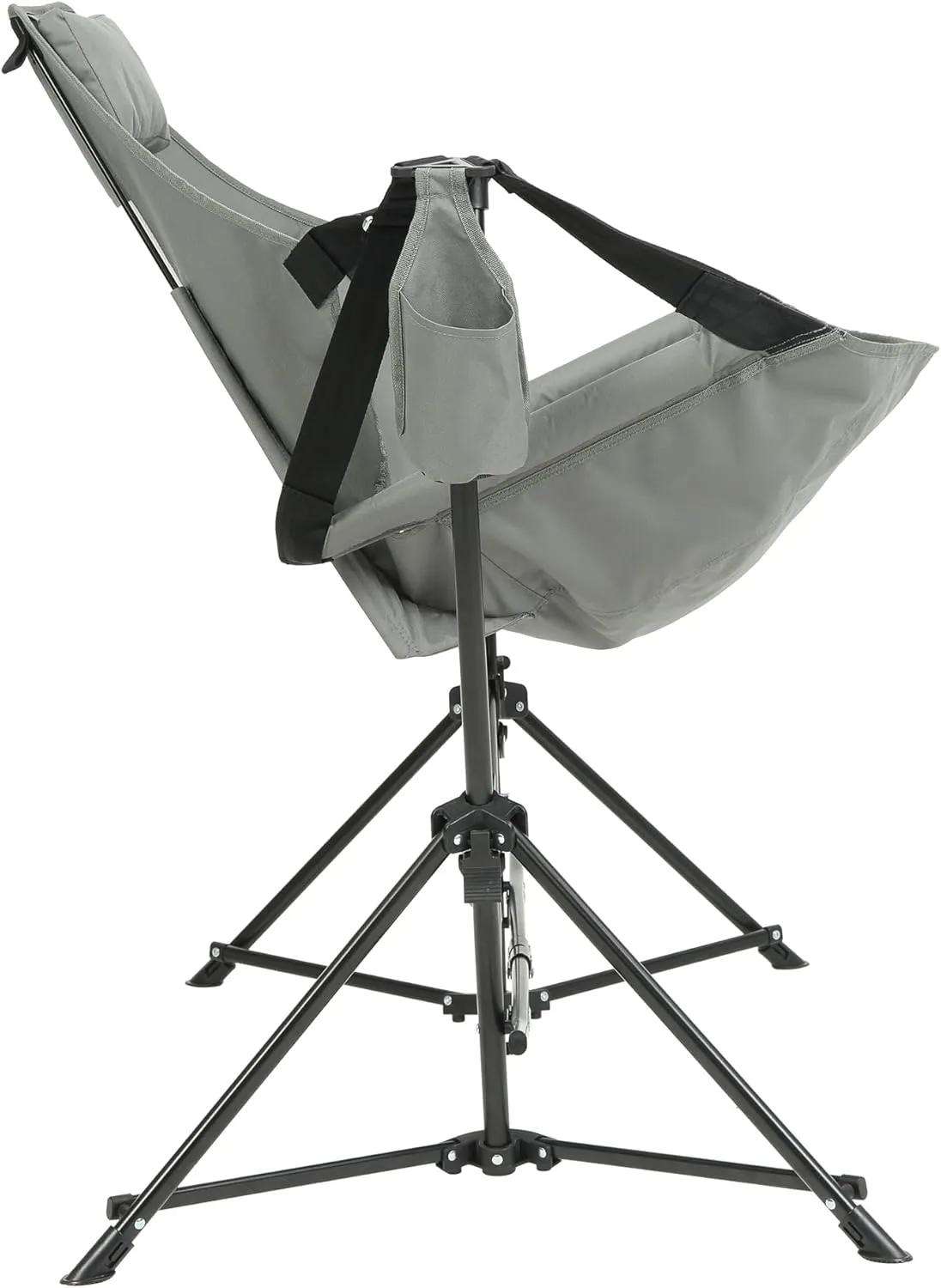 Hammock Camping Chair, Folding Portable Rocking Chair, Aluminum Alloy Adjustable Back Swinging Chair with Pillow Cup Holder, Recliner with Carry Bag for Outdoor Travel Lawn Backyard, Grey (2pcs)