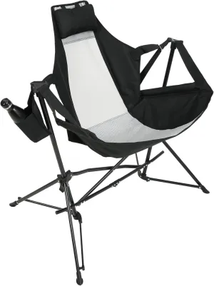 Hammock Camping Chair, Folding Portable Rocking Chair, Aluminum Alloy Adjustable Back Swinging Chair with Pillow Cup Holder, Recliner with Carry Bag for Outdoor Travel Lawn Backyard