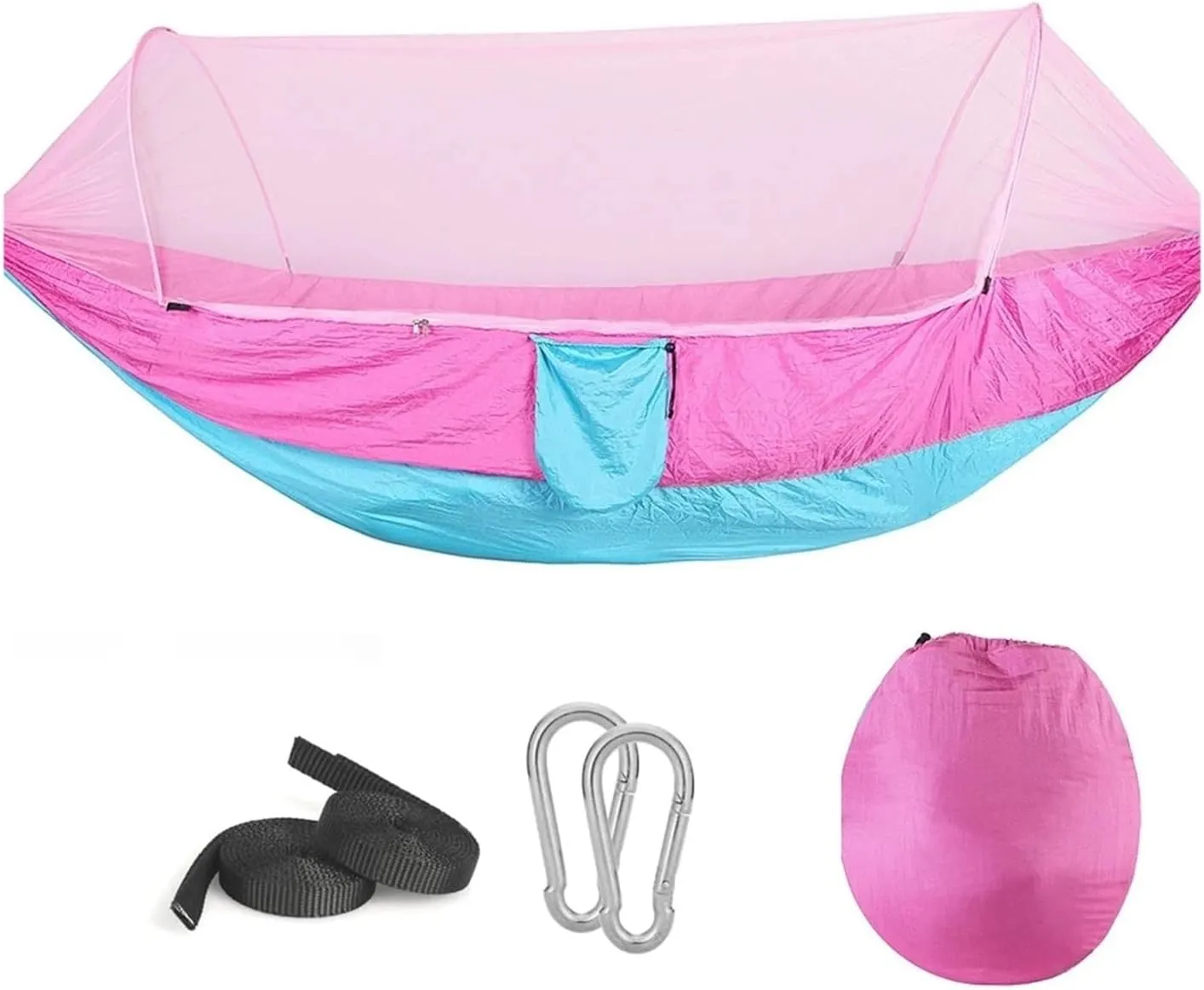 Hammock Camping Equipment Shelters Outdoor Garden Swings Furniture Survival Travel Garden Furniture Sets Hanging Hammock Mosquito Net Camping Essentials(Pink and Blue)