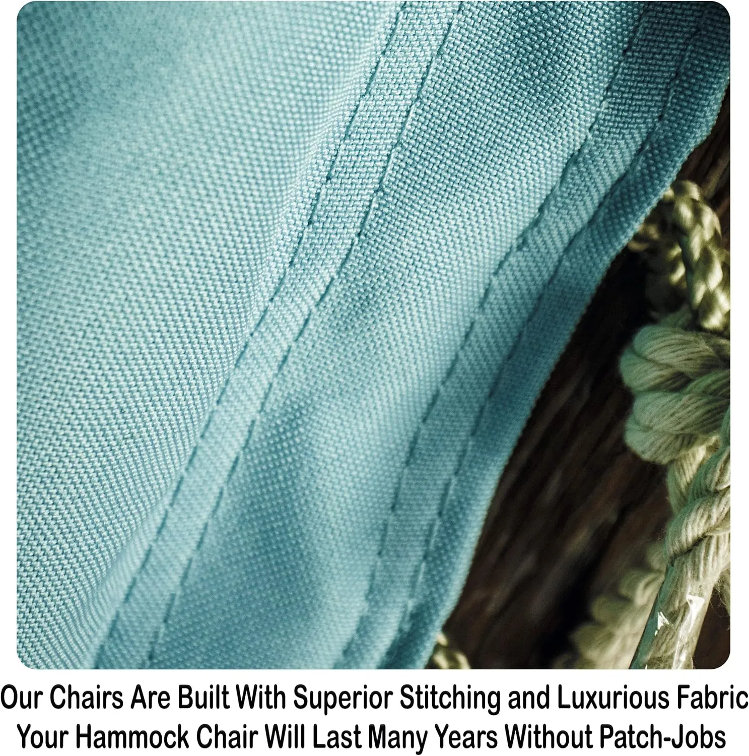 Hammock Chair Hanging Rope Swing, *12 Patterns, Quality Comfortable and Breathable Fabric - Indoor/Outdoor - Aqua Blue