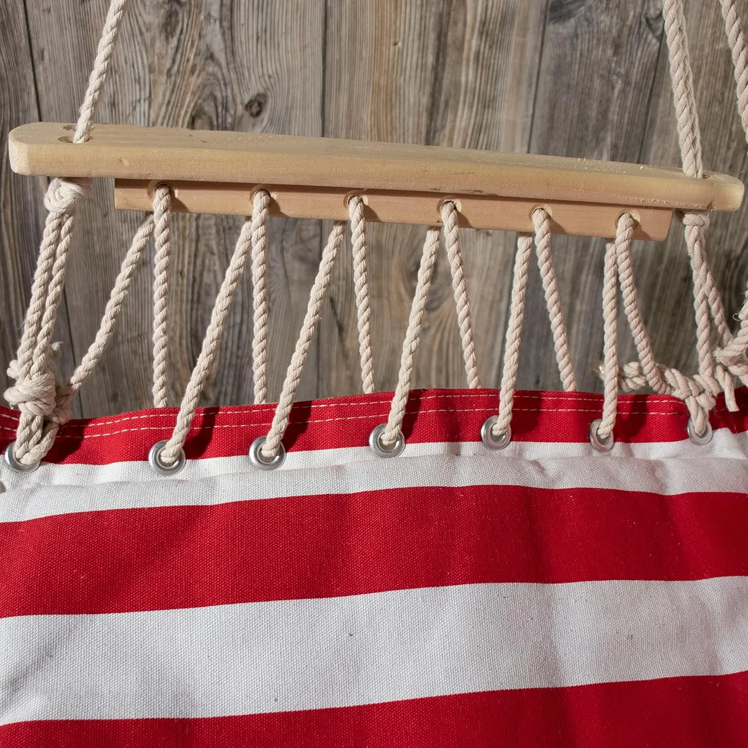 Hammock Chair Hanging Rope Swing, *12 Patterns, Quality Comfortable and Breathable Fabric - Indoor/Outdoor - Red, White and Blue
