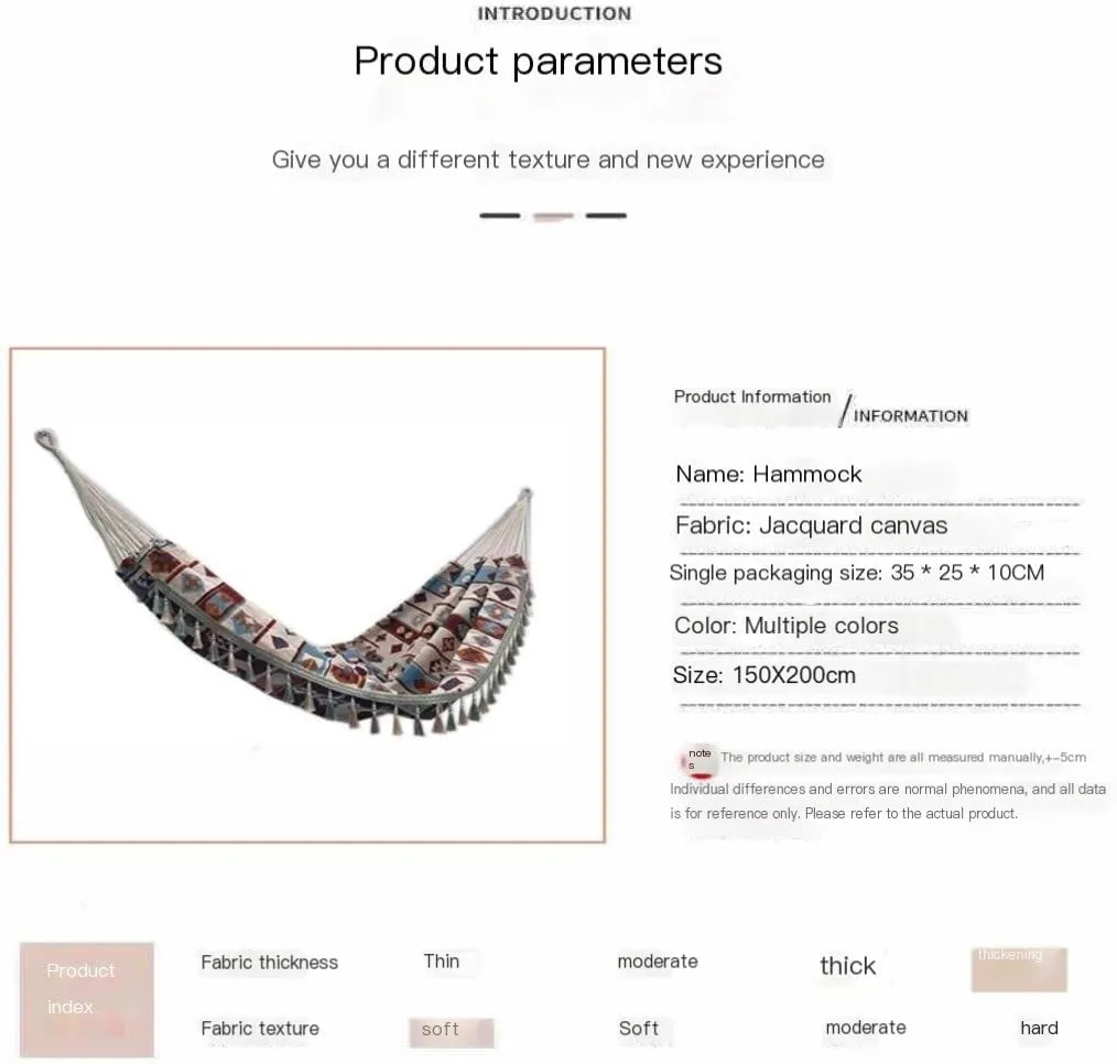 Hammock Double Anti-Rollover Canvas Hammock Outdoor Products Portable Widened Swing Retro Geometric Nordic Style Hammock Hammock Outdoor(F)