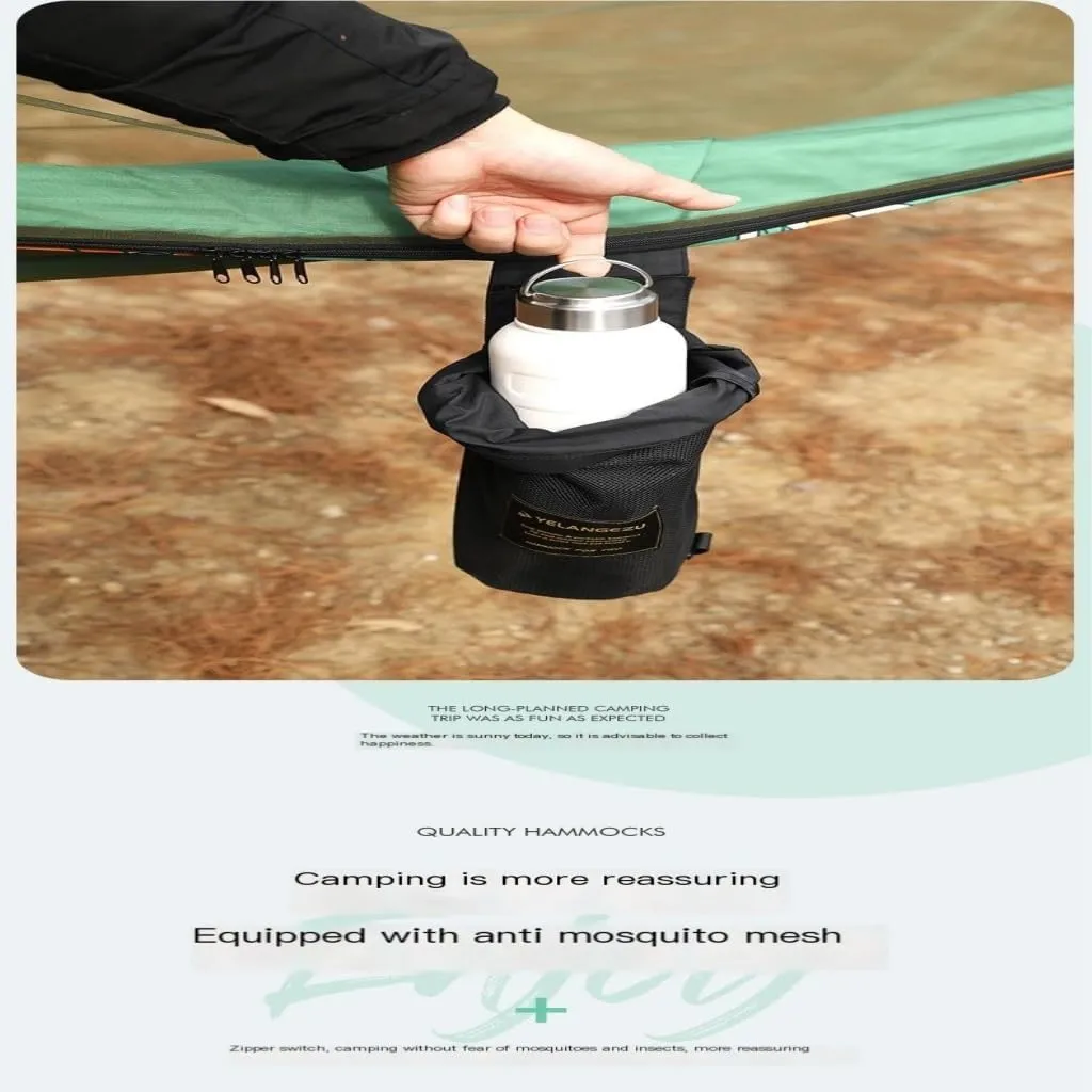 Hammock Double Automatic Quick-Open Pole Double-Layer Hammock with Sunshade Outdoor Camper Double Hammock with Mosquito Net Hammock Outdoor(B)