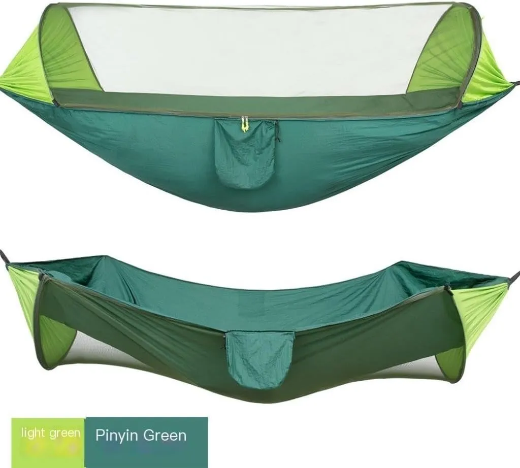 Hammock Double Automatic Quick-Opening Mosquito Net Hammock Camping Outdoor Sunshade Anti-Mosquito Hammock Tent Indoor Swing Hammock Outdoor(A)