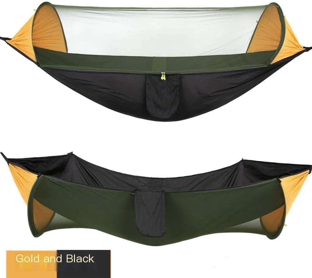 Hammock Double Automatic Quick-Opening Mosquito Net Hammock Camping Outdoor Sunshade Anti-Mosquito Hammock Tent Indoor Swing Hammock Outdoor(A)