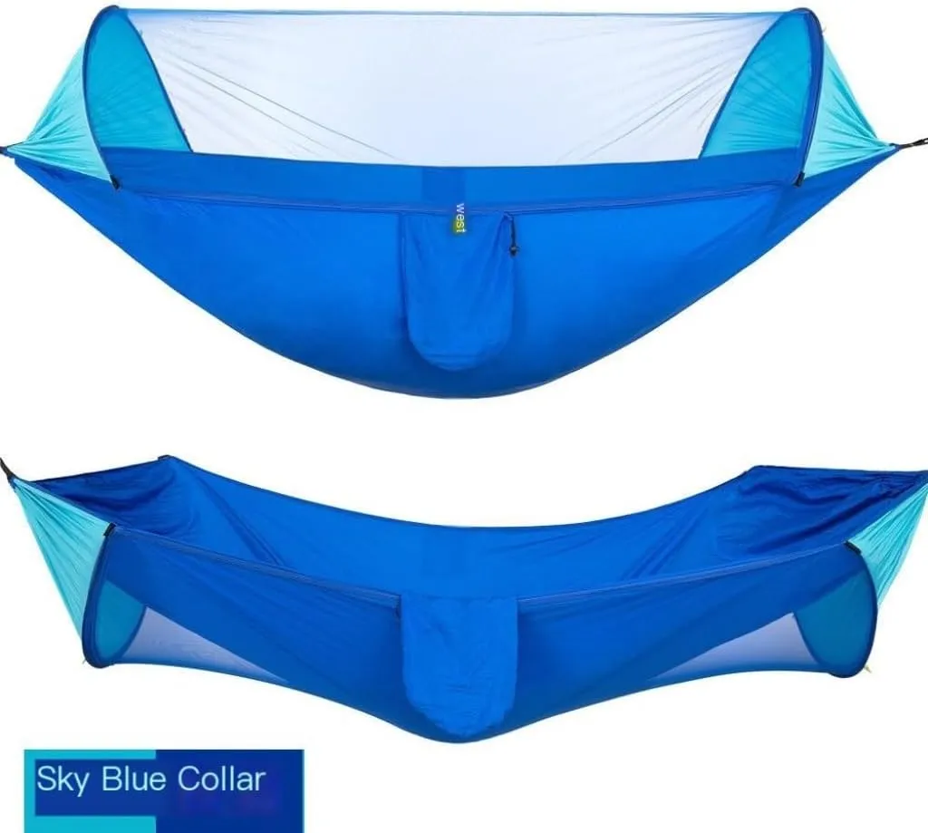 Hammock Double Automatic Quick-Opening Mosquito Net Hammock Camping Outdoor Sunshade Anti-Mosquito Hammock Tent Indoor Swing Hammock Outdoor(A)