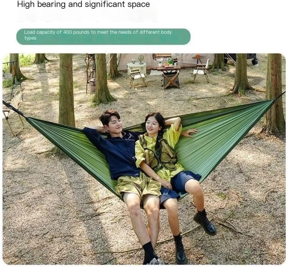 Hammock Double Camping Hammock Outdoor Swing Adult Indoor Student Dormitory Picnic Camp Single Anti-Rollover Hammock Hammock Outdoor(Green,Large)