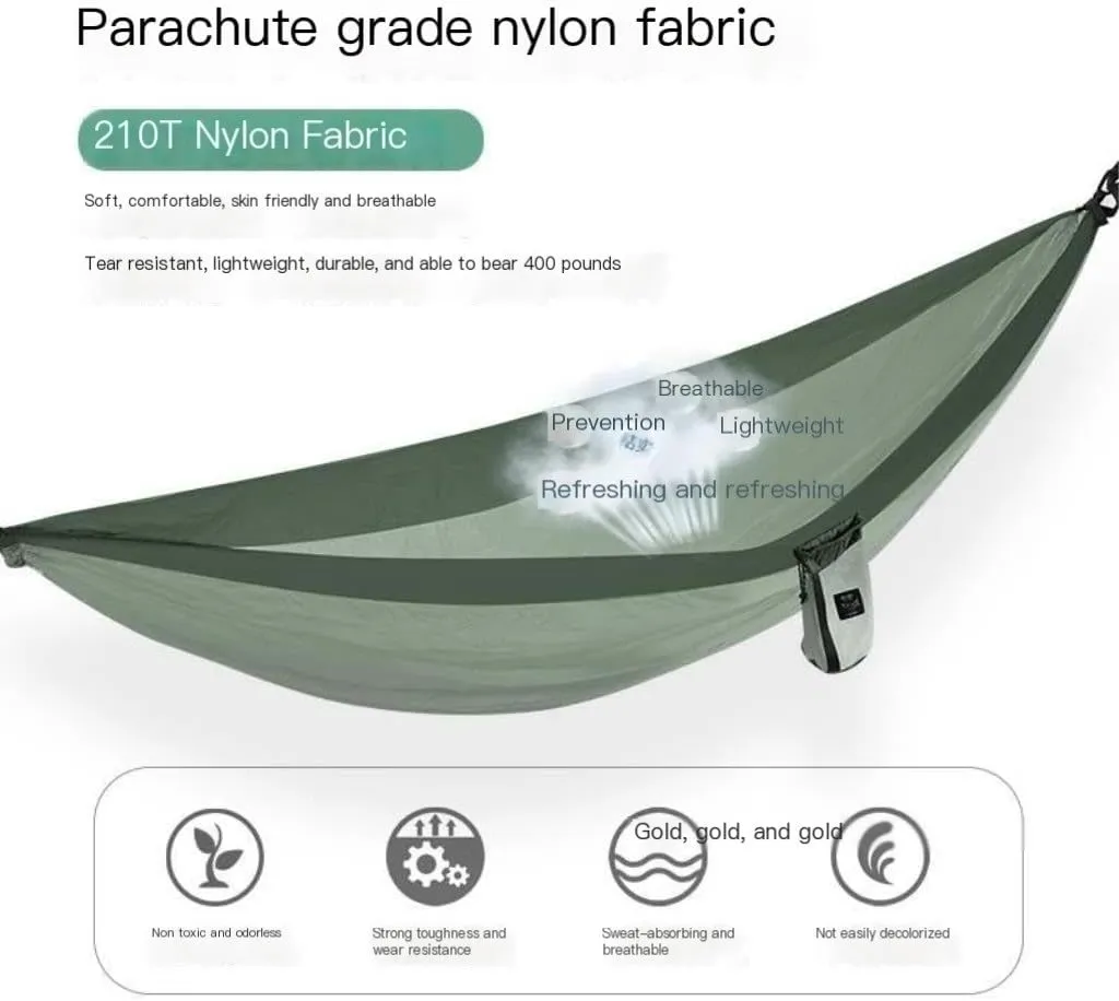 Hammock Double Camping Hammock Outdoor Swing Adult Indoor Student Dormitory Picnic Camp Single Anti-Rollover Hammock Hammock Outdoor(Green,Large)