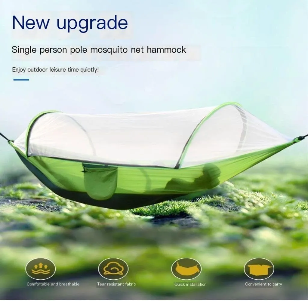 Hammock Double Fully Automatic Quick-Opening Mosquito Net Hammock Outdoor Single Double Camping Mosquito Net Hammock Hammock Outdoor(Blue)